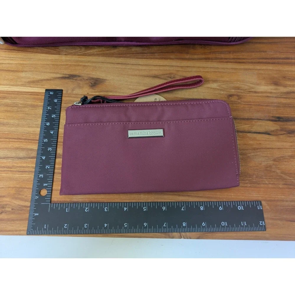 Samantha Brown Laptop Bag & Wallet Set Women OS Burgundy Recycled Fabric Travel